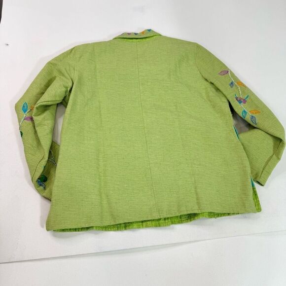 Yak Magic Jacket Womens Large Green Floral Art to Wear Beads Embroidered Buttons - Picture 11 of 11